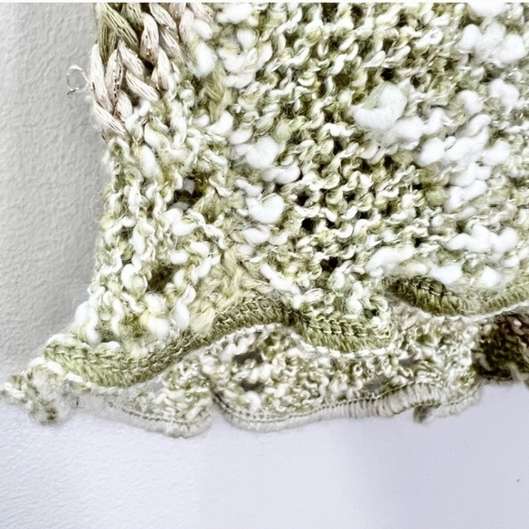 Sage green beaded lace short sleeve knit sweater L - Picture 11 of 13